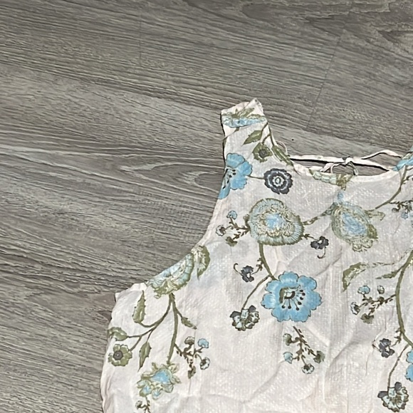 Free People Dobby Dot Blue Green Floral Slip Dress - Picture 4 of 13